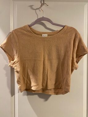 OFFLINE by Aerie Yellow Smiley Face Crop Tee